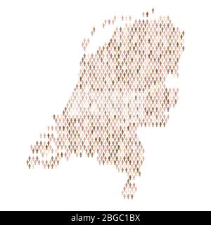 Netherlands population infographic. Map made from stick figure people Stock Vector