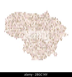Lithuania population infographic. Map made from stick figure people Stock Vector