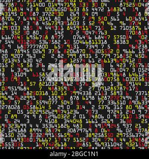 Red, yellow and white numbers. Letters in random order on white Stock Vector