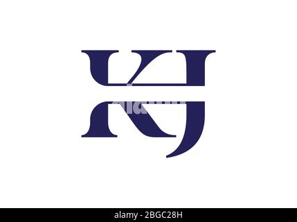 Initial Monogram Letter K J Logo Design Vector Template. KJ Letter Logo Design Stock Vector