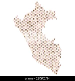 Peru population infographic. Map made from stick figure people Stock Vector