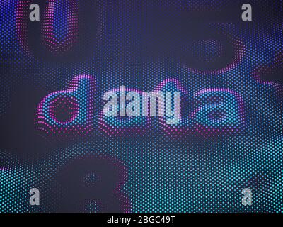 3D word Data with digits on pixelated digital surface. Stock Vector
