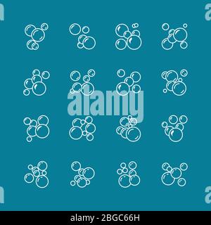 Bubbly symbols. Soap foam bubbles vector icons. Illustration of sphere bubble air Stock Vector