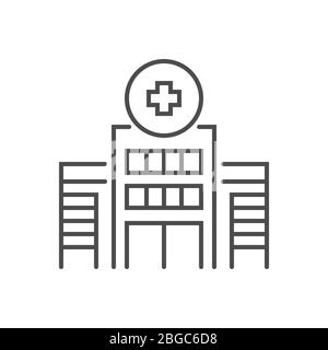Hospital Building related vector thin line icon Stock Vector
