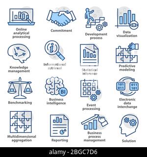 Business management icons in line style. Pack 04. Stock Vector