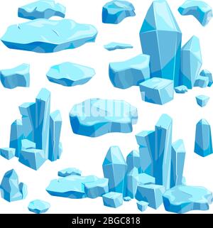 Broken pieces of ice. Game design vector illustrations in cartoon style Stock Vector