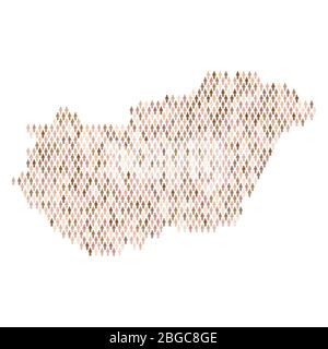Hungary population infographic. Map made from stick figure people Stock Vector