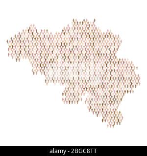 Belgium population infographic. Map made from stick figure people Stock Vector