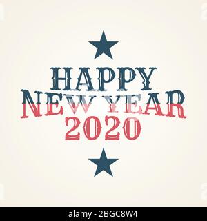 Vintage Happy 2020 new year banner for your seasonal holidays. Design background 2020. Vector illustration EPS.8 EPS.10 Stock Vector
