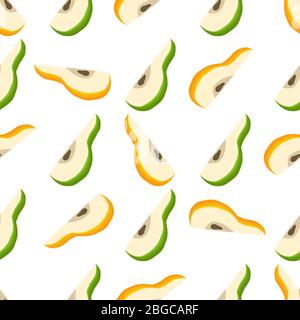 Illustration on theme big colored seamless pear, bright fruit pattern for seal. Fruit pattern consisting of beautiful seamless repeat pear. Simple col Stock Vector