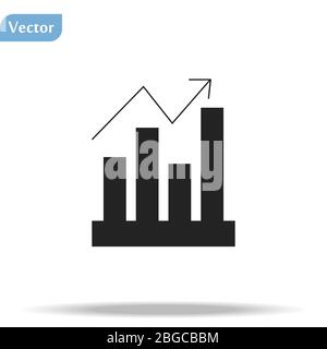 Vector growing graph icon. Graph Icon in trendy flat style isolated on grey background. Stock Vector