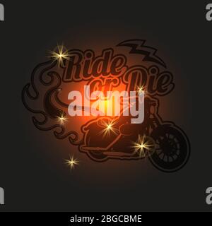 Vintage motorcycle label. Motorbike isolated on shiny background. Vector illustration Stock Vector