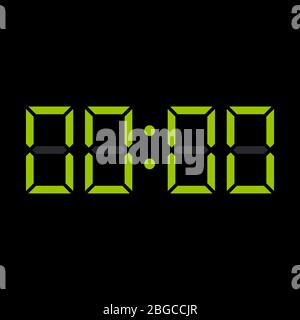 Digit Numbers, digital screen with green digits. digital clock or ...