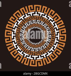 Ancient Greek round meander key symbol grunge design. Vector illustration Stock Vector