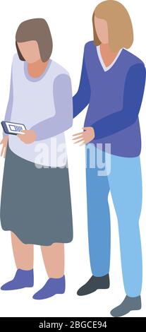 Volunteer care icon, isometric style Stock Vector