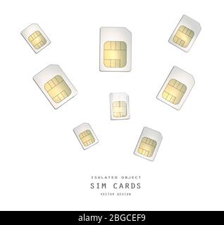 Sim cards, Isolated object on white background vector Stock Vector