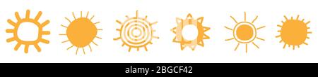 Hand drawn sun icons Stock Vector