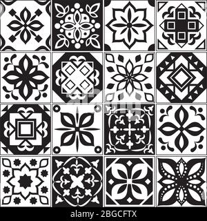 Modern interior spanish and turkish tiles. Kitchen floral vector patterns. Illustration of surface mosaic ceramic pattern, arabesque and portuguese floor tile interior Stock Vector