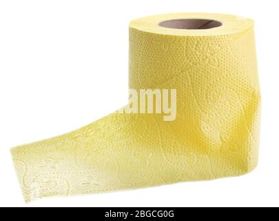 Color toilet paper roll isolated on white Stock Photo