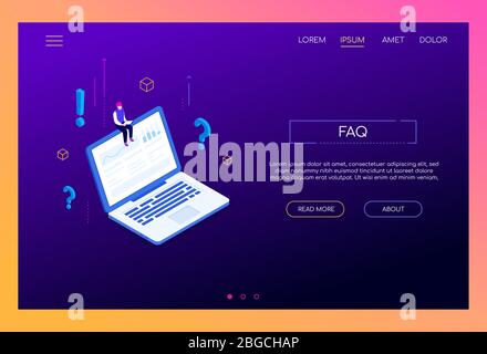 Frequently asked questions - modern isometric vector web banner Stock Vector