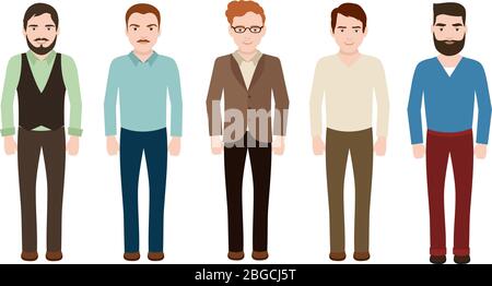 People Wearing Casual Clothes Vector Illustrations Set Royalty