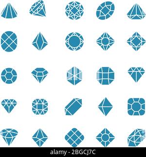 Diamond abstract icons. Expensive jewelry vector symbols. Jewelry and expensive diamond, crystal precious illustration Stock Vector