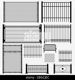 metal set black color fence Stock Vector