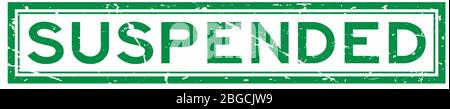 Grunge green suspended word square rubber seal stamp on white background Stock Vector