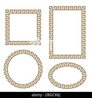 Greek key oval frame set. Circle borders with meander ornaments ...