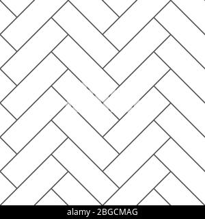 Outline vintage wooden floor herringbone parquet vector seamless pattern. Illustration of flooring parquet design texture Stock Vector