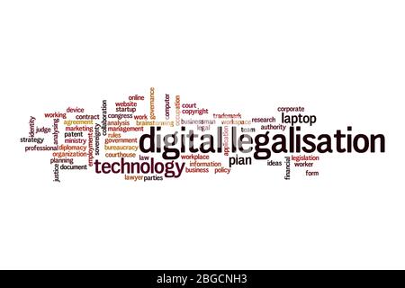 Digital legalisation word cloud concept on white background Stock Photo