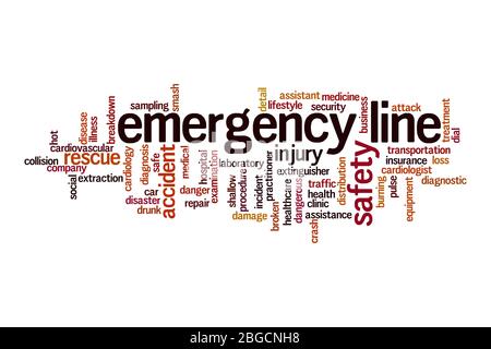 Emergency line word cloud concept on white background Stock Photo