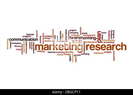 Marketing research word cloud concept on white background Stock Photo