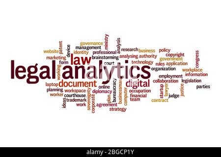 Legal analytics word cloud concept on white background Stock Photo
