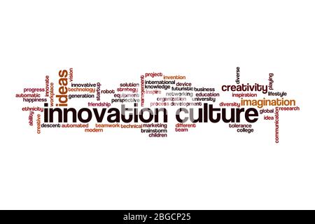 Innovation culture word cloud concept on white background Stock Photo