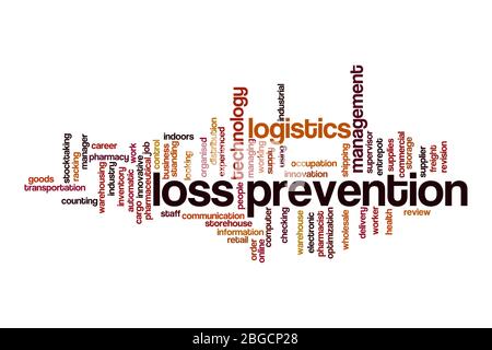 Loss prevention word cloud concept on white background Stock Photo