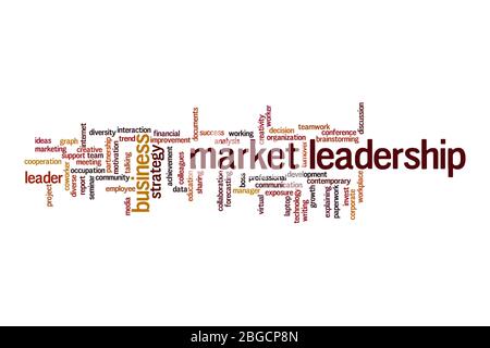 Market leadership word cloud concept on white background Stock Photo