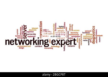 Networking expert word cloud concept on white background Stock Photo
