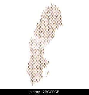 Sweden population infographic. Map made from stick figure people Stock Vector