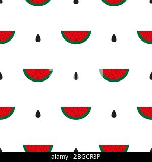 Seamless background with watermelon slices. Vector illustration. design for greeting card and invitation of seasonal summer holiday Stock Vector