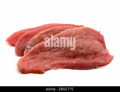 Turkey escalope against white background Stock Photo