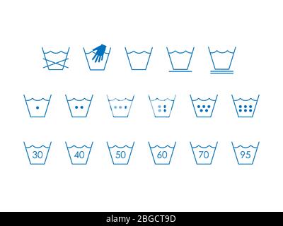 Laundry symbols, Washing symbols. Vector illustration, flat design. Stock Vector
