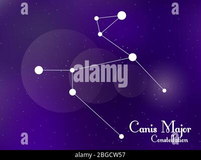 Canis Major constellation. Starry night sky. Cluster of stars, galaxy. Deep space. Vector illustration Stock Vector