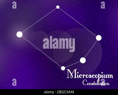 Microscopium constellation. Starry night sky. Cluster of stars, galaxy. Deep space. Vector illustration Stock Vector