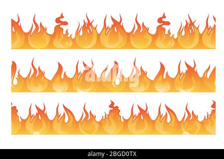 Horizontal seamless pattern of wildfire silhouette. Danger flames vector illustration Stock Vector