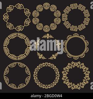 Traditional asian ornamental frames - chinese korean japanese brushes. Vector illustration Stock Vector