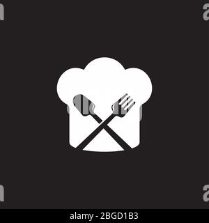 chef hat spoon fork simple geometric symbol logo vector Stock Vector