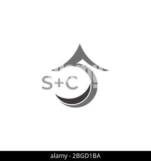 letter sc simple geometric arrow 3d logo vector Stock Vector