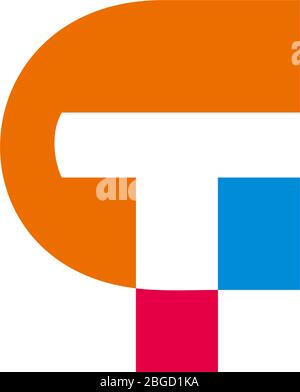colorful letter ct simple geometric motion design logo vector Stock Vector