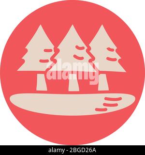 pines forest block style icon Stock Vector